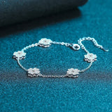 Moissanite bracelet 925 sterling silver women's light luxury versatile style chain five-flower four-leaf clover micro-inlay