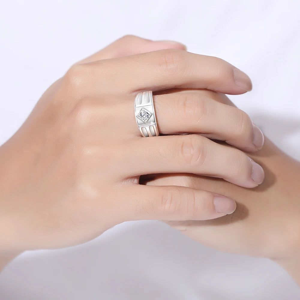 Men Moissanite Ring with Certificate 0.3ct D Color VVS1 Male Original 925 Sterling Silver Rings Luxury Engagement Wedding Gift