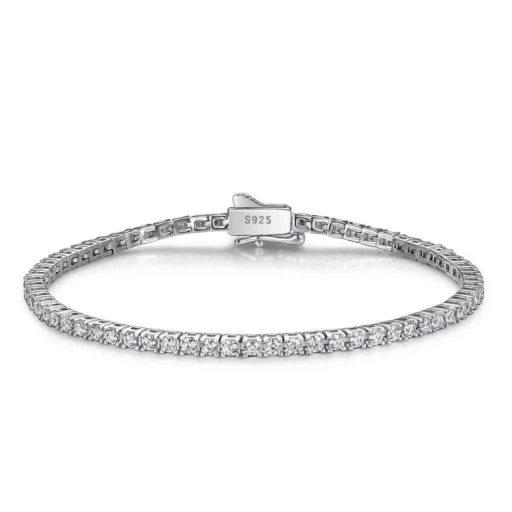 Moissanite Tennis Bracelet for Women 925 Sterling Silver Round Cut 2mm 3mm 4mm 5mm Size Options Elegant Fine Jewelry Gift
