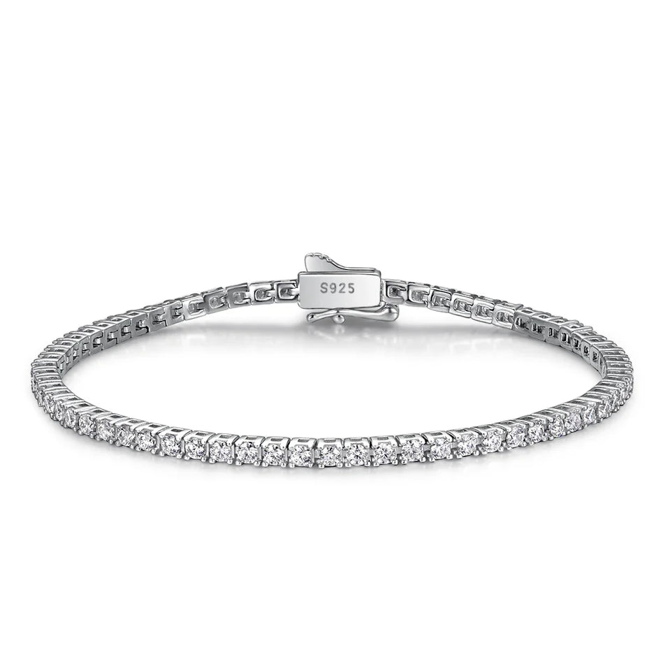 Moissanite Tennis Bracelet for Women 925 Sterling Silver Round Cut 2mm 3mm 4mm 5mm Size Options Elegant Fine Jewelry Gift