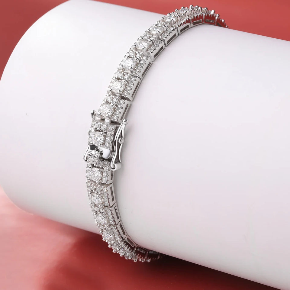 BXINY Luxury Full Moissanite Bracelet S925 Silver Sparkling Diamond for Women Engagement Wedding Fine Jewelry Gift GRA Certified