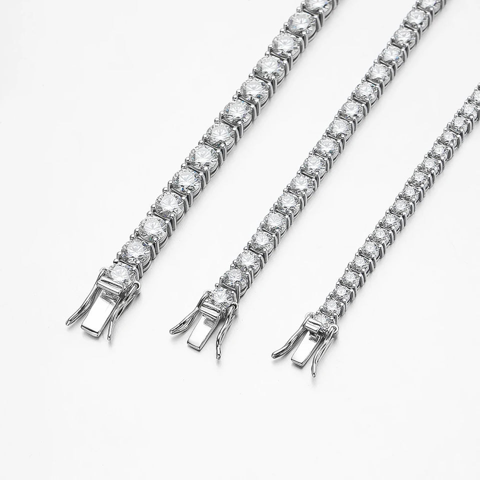 OEVAS 100% 925 Sterling Silver Real 3-5mm Moissanite Bracelet For Women Sparkling Wedding Party Fine Jewelry Valentine's Gifts