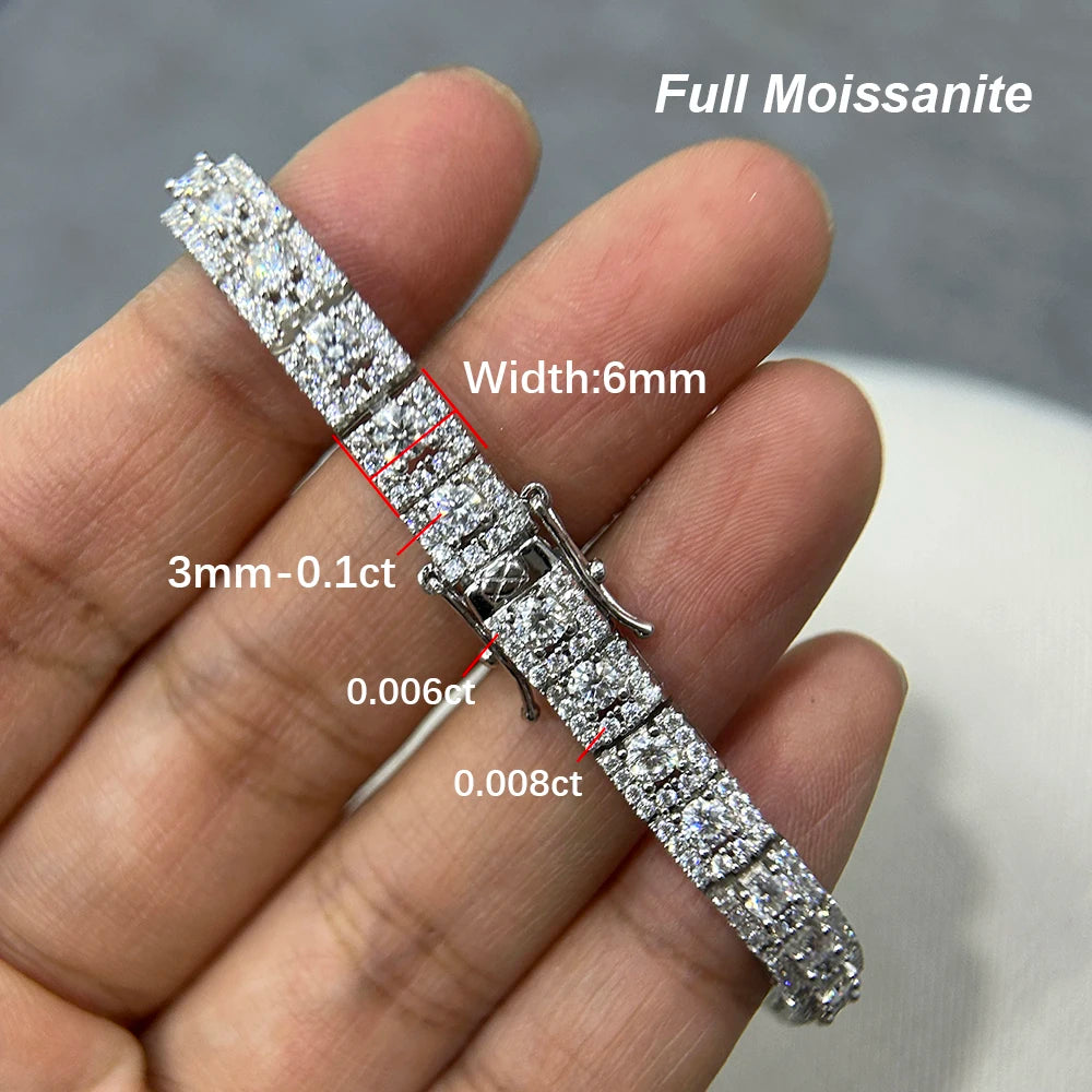 BXINY Luxury Full Moissanite Bracelet S925 Silver Sparkling Diamond for Women Engagement Wedding Fine Jewelry Gift GRA Certified