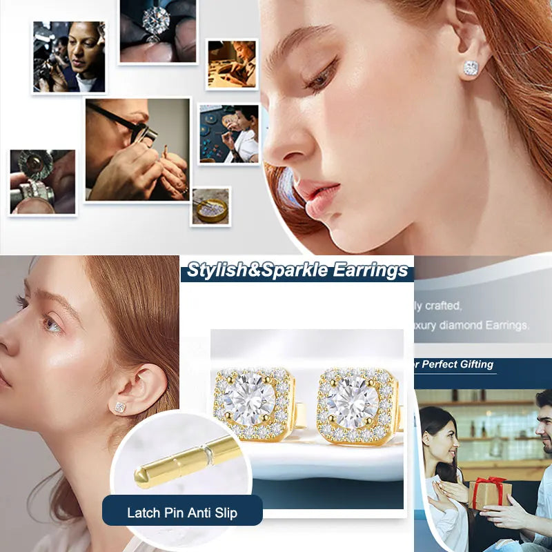 TUHE Unisex GRA Certified Moissanite Earrings 925 Silver Fine Jewelry Moissanite Earring For Women Jewelry Gift