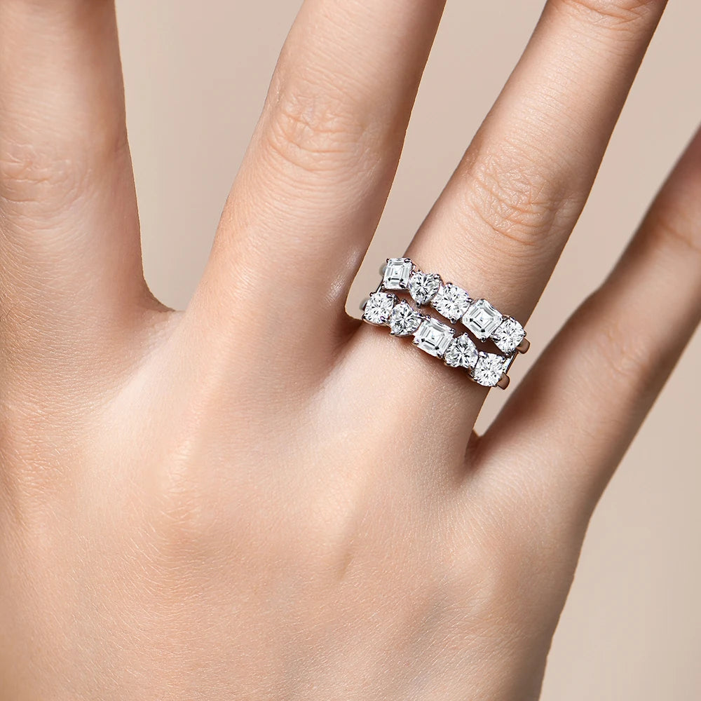 CHARMING Luxury 3.2 CT Sparkling S925 Silver Moissanite Diamond Ring for Women Engagement Wedding Fine Jewelry Anniversary Gift