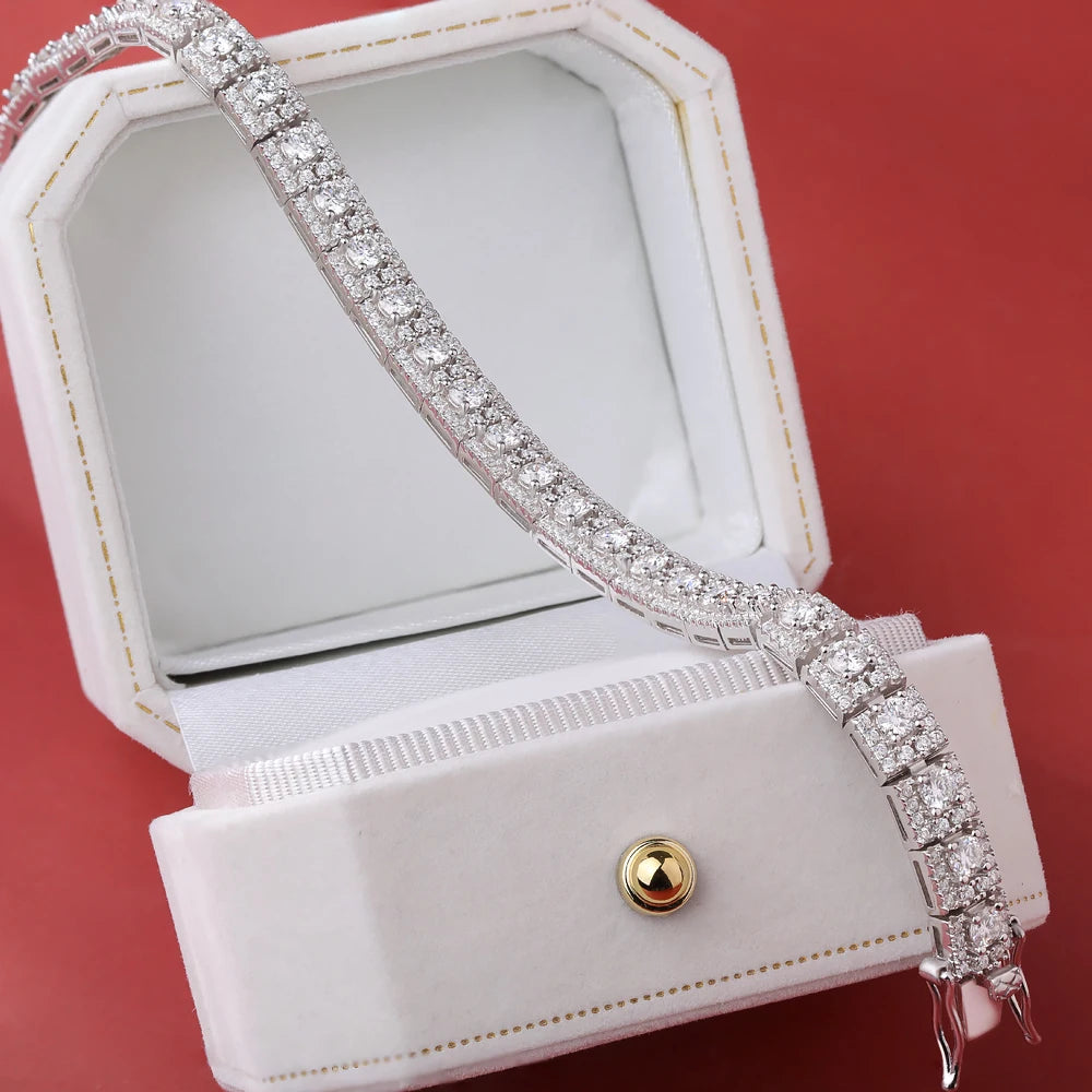 BXINY Luxury Full Moissanite Bracelet S925 Silver Sparkling Diamond for Women Engagement Wedding Fine Jewelry Gift GRA Certified