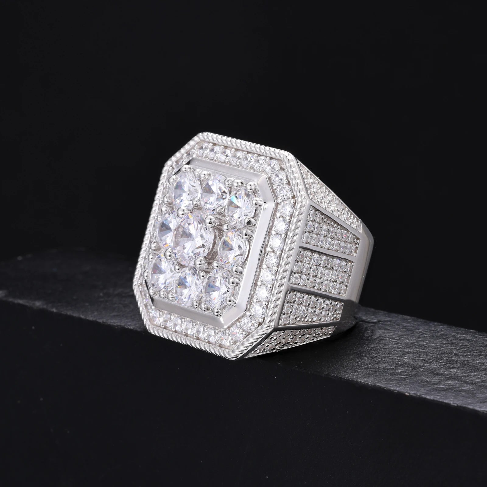 Moissanite Finger Rings Men Certificate Square Couple Ring For Women Luxury 925 Sterling Silver High Quality Hip Hop Jewelry