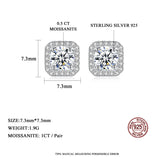 Moissanite Diamond Unusual Square Halo Stud Earrings For Women Certified 925 Sterling Silver Trendy Fine Anniversary Jewelry