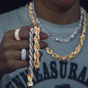 High Quality Rope Chain Man Moissanite Necklace S925 Silver For Men's Hip Hop Jewelry