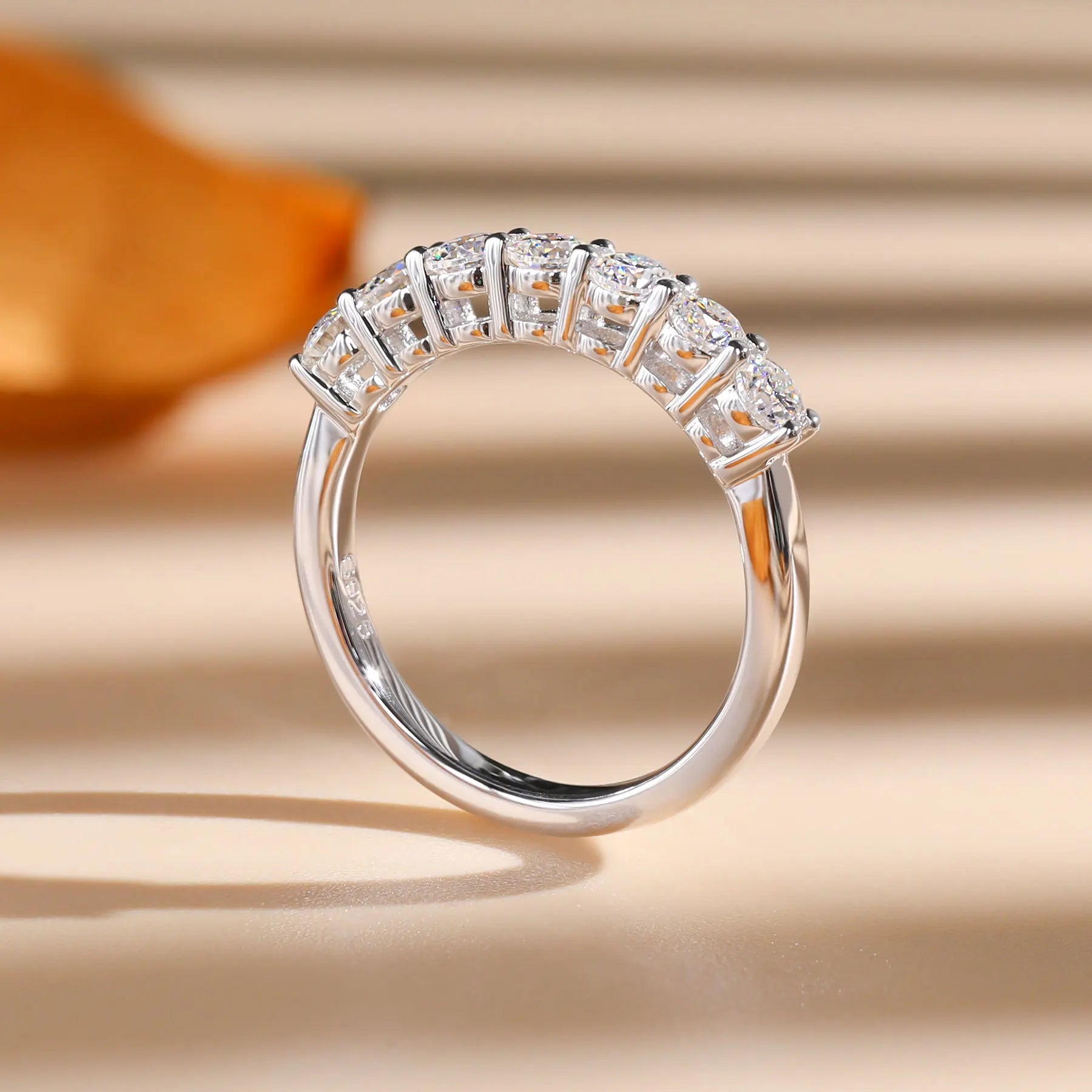 Moissanite Ring for Women Half Eternity Wedding Band Original 925 Sterling Silver 0.7ct D Color VVS1 Lab Diamond Fine Jewelry