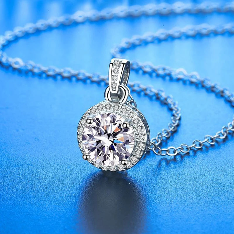 925 Sterling Silver Necklace Pendant 100% Real Moissanite For Women Fashion Clavicle Chain Necklaces Wedding Party Jewelry Gift
