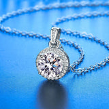 925 Sterling Silver Necklace Pendant 100% Real Moissanite For Women Fashion Clavicle Chain Necklaces Wedding Party Jewelry Gift