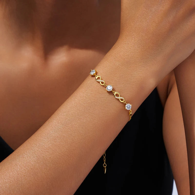 925 silver 1.5 carat moissanite fashion classic bracelet elegant and luxurious, suitable for daily wear wedding anniversary gift