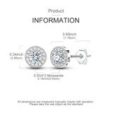 Moissanite Stud Earrings 100% Real 925 Sterling Silver Six Claw Earrings for Women Lady Girls Sparkling Classic Wedding Earring
