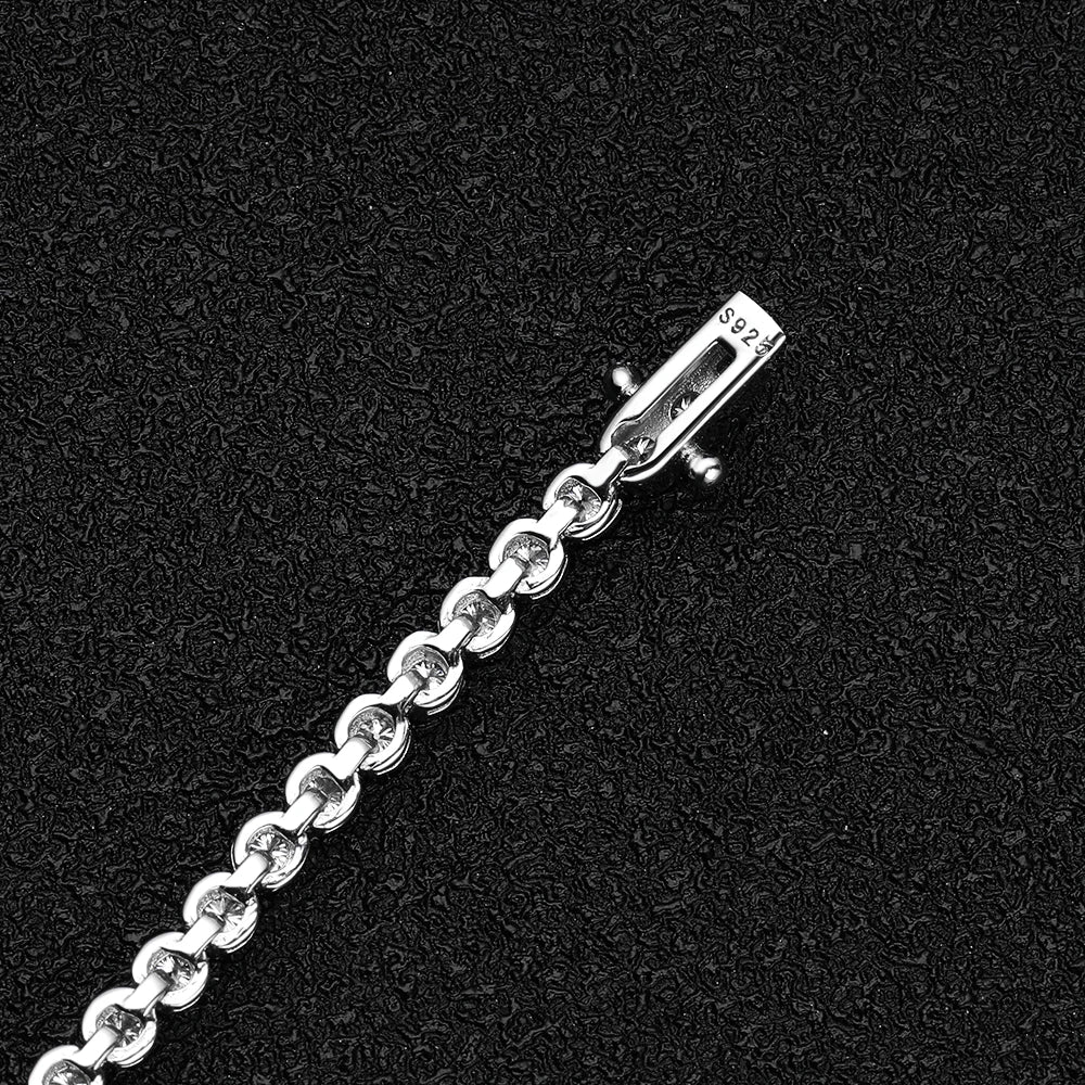 2mm Moissanite Tennis Bracelet for Woman Men 925 Sterling Silver Plated 18k Gold Hip Hop Chain Round Bubble Diamond Bracelets