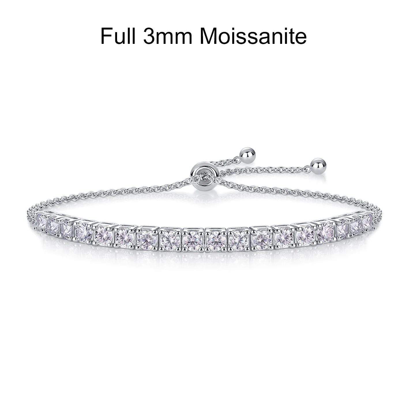 Moissanite Tennis Bracelet 1.8ct-9ct Diamond Bracelets for Women 18K White Gold Plated S925 Sterling Silver Adjustable Bracelets