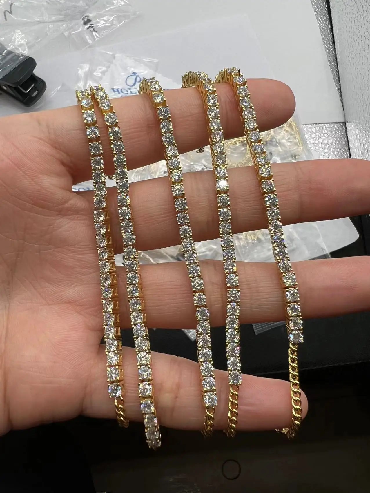 Moissanite Tennis Bracelet Original S925 Sterling Silver Plated 18k Yellow Gold with GRA Bracelets for Women Man