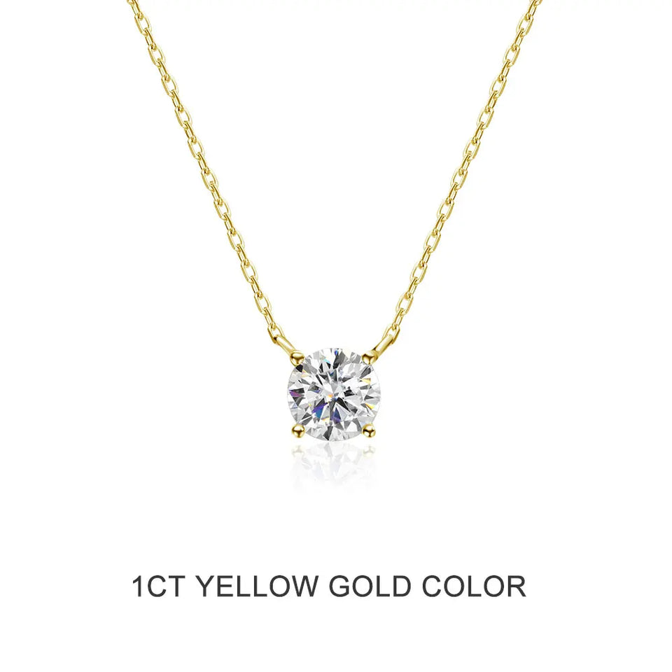 Moissanite Necklace 1-2ct D Color Solitaire Pandent GRA Certified Lab Diamond 925 Sterling Silver Plated 18k Necklaces for Women