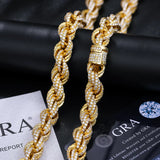 High Quality Rope Chain Man Moissanite Necklace S925 Silver For Men's Hip Hop Jewelry