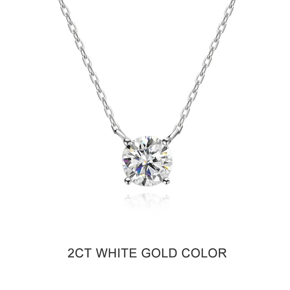 Moissanite Necklace 1-2ct D Color Solitaire Pandent GRA Certified Lab Diamond 925 Sterling Silver Plated 18k Necklaces for Women