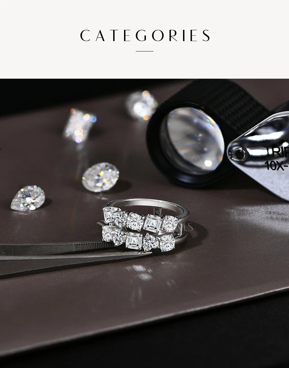 CHARMING Luxury 3.2 CT Sparkling S925 Silver Moissanite Diamond Ring for Women Engagement Wedding Fine Jewelry Anniversary Gift