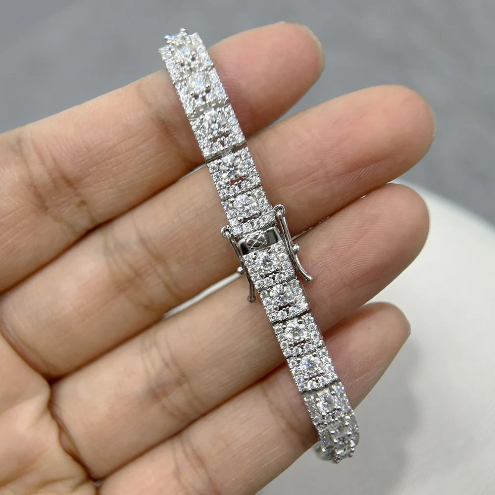 BXINY Luxury Full Moissanite Bracelet S925 Silver Sparkling Diamond for Women Engagement Wedding Fine Jewelry Gift GRA Certified