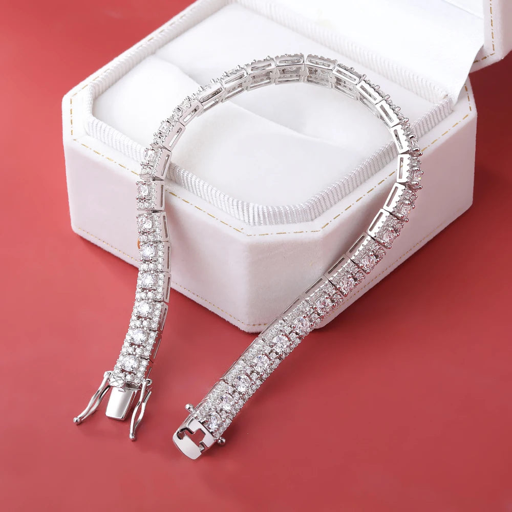 BXINY Luxury Full Moissanite Bracelet S925 Silver Sparkling Diamond for Women Engagement Wedding Fine Jewelry Gift GRA Certified
