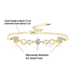 925 silver 1.5 carat moissanite fashion classic bracelet elegant and luxurious, suitable for daily wear wedding anniversary gift