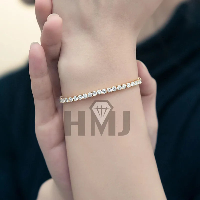 Moissanite Tennis Bracelet Original S925 Sterling Silver Plated 18k Yellow Gold with GRA Bracelets for Women Man