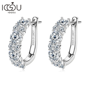 Real 925 Sterling Silver Moisanite Earrings D Color 2.76CTTW. Moisanite Lab Diamond Hoops Earrings Sparking Wedding Fine Jewelry