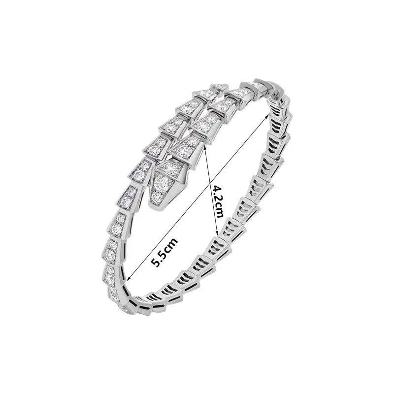 M-JAJA Moissanite Snake Bracelets Diamond Snake Wedding Ring for Women Adjustable 925 Sterling Silver Bangle Luxury Jewelry Set