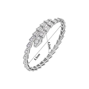 M-JAJA Moissanite Snake Bracelets Diamond Snake Wedding Ring for Women Adjustable 925 Sterling Silver Bangle Luxury Jewelry Set