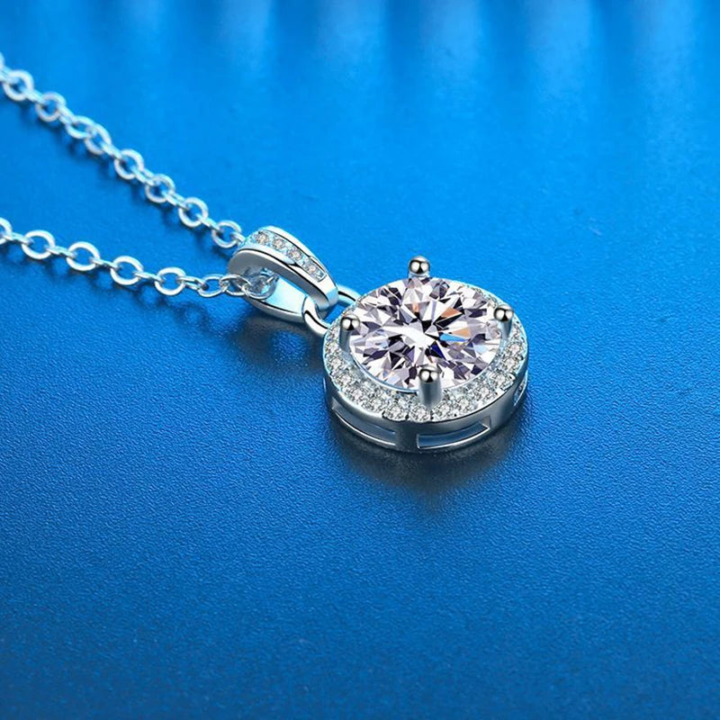 925 Sterling Silver Necklace Pendant 100% Real Moissanite For Women Fashion Clavicle Chain Necklaces Wedding Party Jewelry Gift
