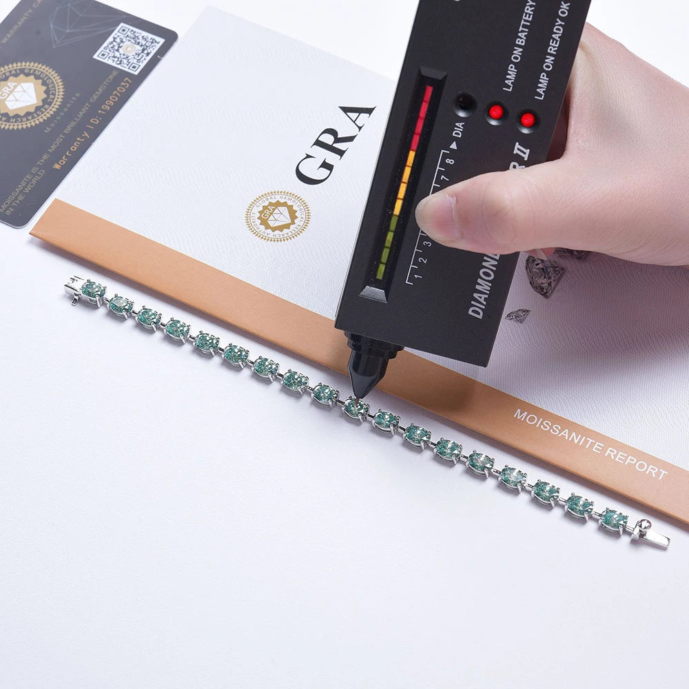 16ct 17ct 18ct Oval D Color Moissanite Tennis Bracelet For Women S925 Sterling Silver Sparkling Bracelet Plated 18K Fine Jewelry