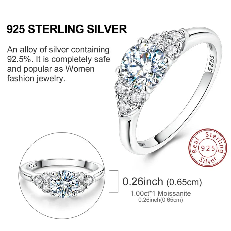 Moissanite Ring Real 925 Sterling Silver Simple Sparkling Shiny Oval Stone Ring For Women Engagement Wedding Luxury Fine Jewelry