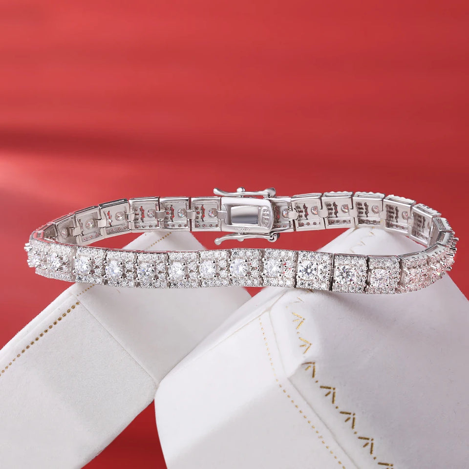 BXINY Luxury Full Moissanite Bracelet S925 Silver Sparkling Diamond for Women Engagement Wedding Fine Jewelry Gift GRA Certified