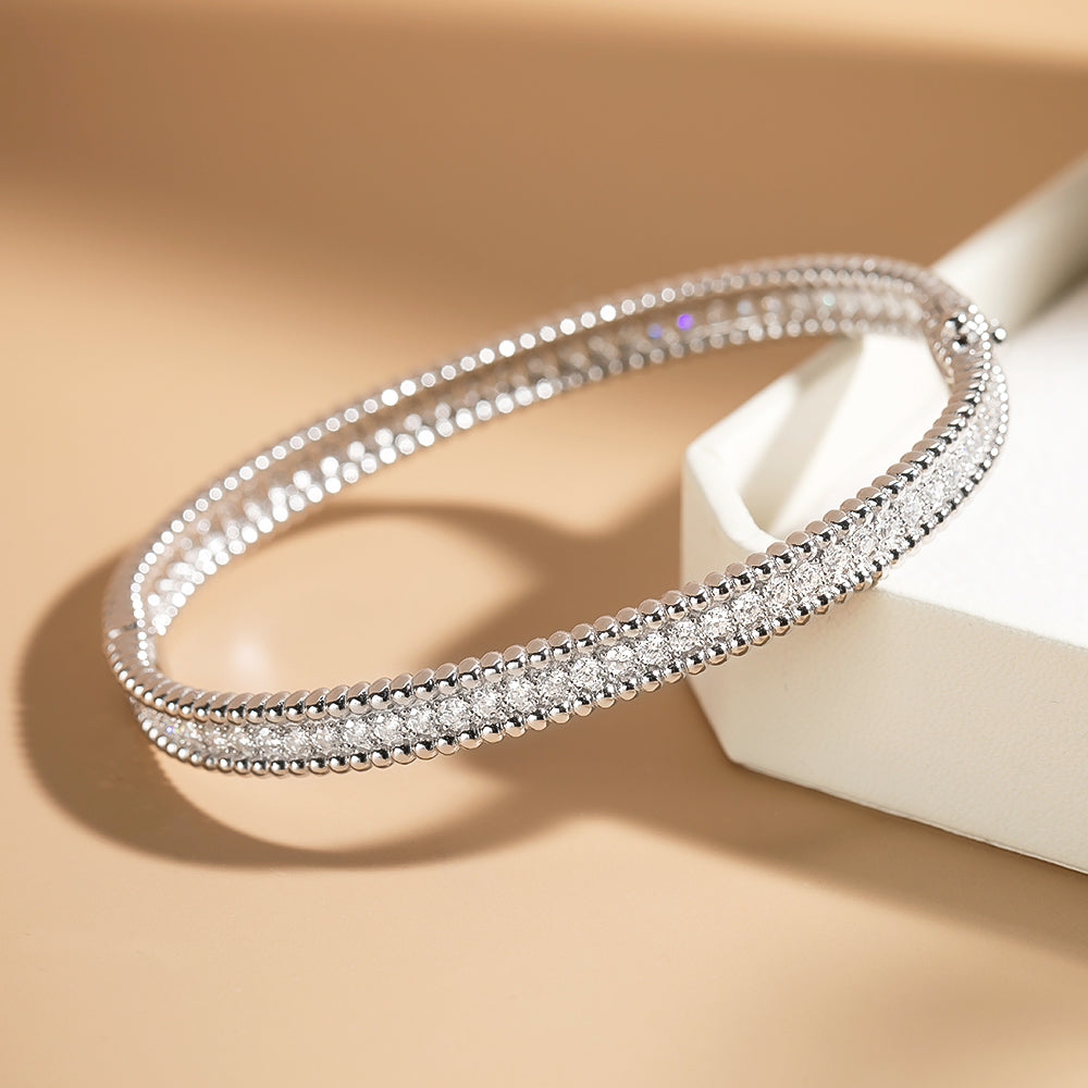 2mm Full Moissanite Bracelets with GRA Certified 100% 925 Sterling Silver Plated 18K Gold Luxury Fine Jewelry Bangle For Women