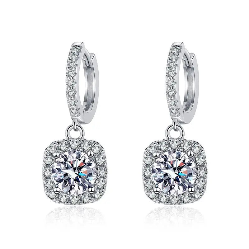 Moissanite earrings s925 silver stud earrings classic square bag earrings, exquisitely crafted quality