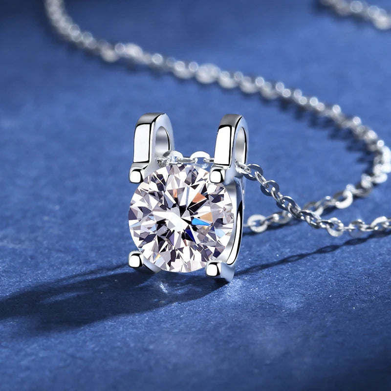 925 Sterling Silver Necklace Pendant 100% Real Moissanite For Women Fashion Clavicle Chain Necklaces Wedding Party Jewelry Gift