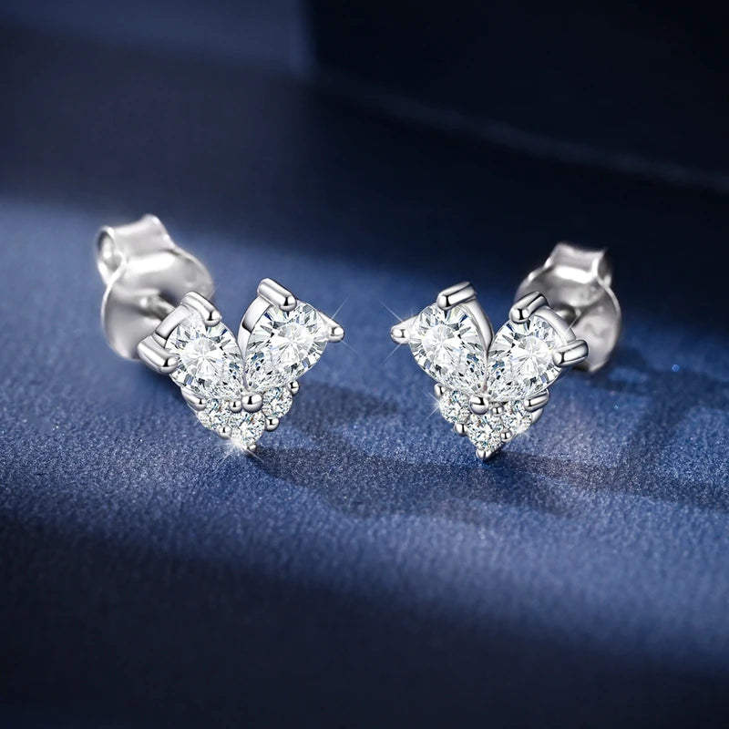 Moissanite Stud Earrings 100% Real 925 Sterling Silver Six Claw Earrings for Women Lady Girls Sparkling Classic Wedding Earring