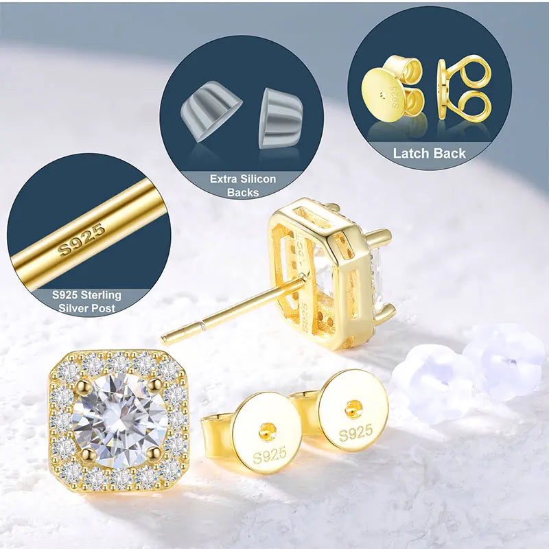 TUHE Unisex GRA Certified Moissanite Earrings 925 Silver Fine Jewelry Moissanite Earring For Women Jewelry Gift