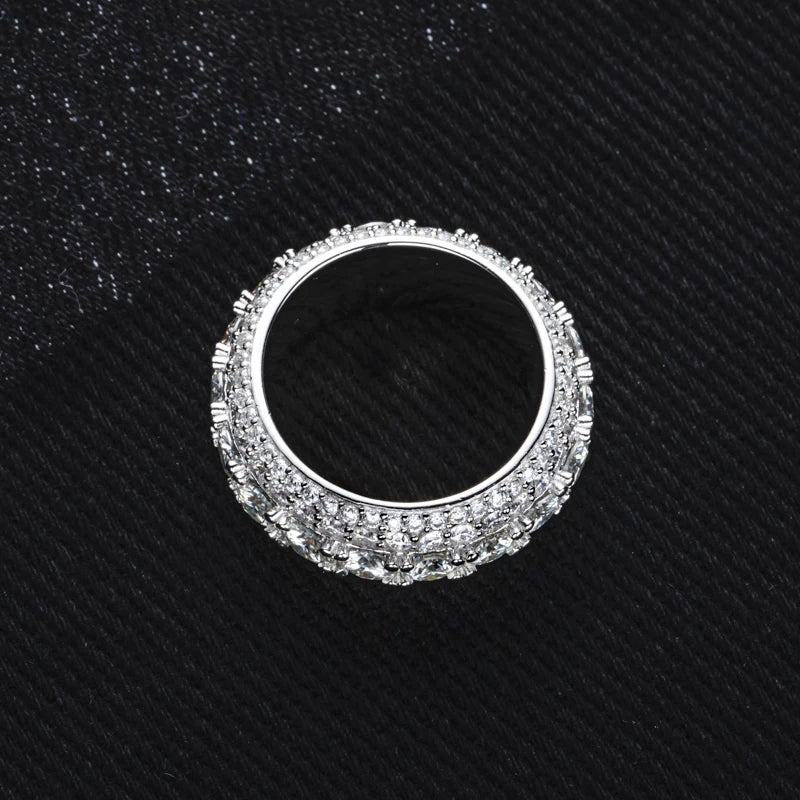 MossanRappr 8.46cttw Moissanite Iced out Diamond Ring 925 Sterling Silver High Quality and Fashion Jewelry for Men's Party Wear