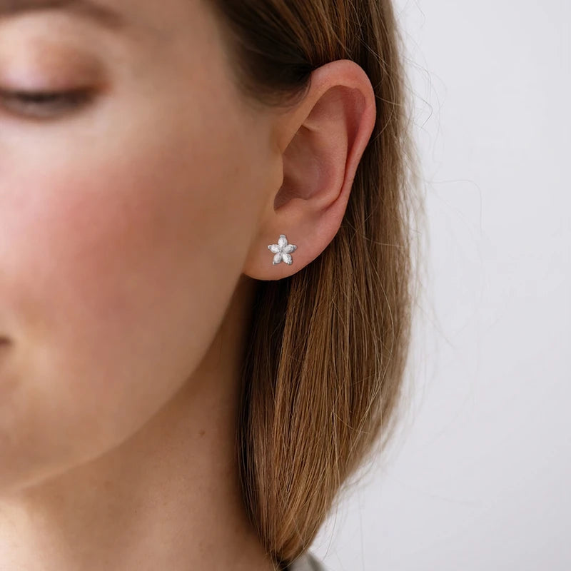 Moissanite Stud Earrings 100% Real 925 Sterling Silver Six Claw Earrings for Women Lady Girls Sparkling Classic Wedding Earring