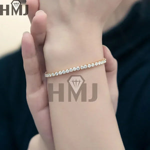 Moissanite Tennis Bracelet Original S925 Sterling Silver Plated 18k Yellow Gold with GRA Bracelets for Women Man