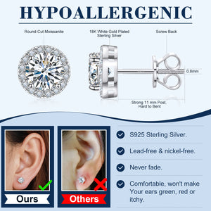 TUHE Unisex VVS1 Moissanite Women Earrings 925 Silver Fine Jewelry Earings 3MM/4MM/5MM Silver 925 Fashion Earrings Women Gift