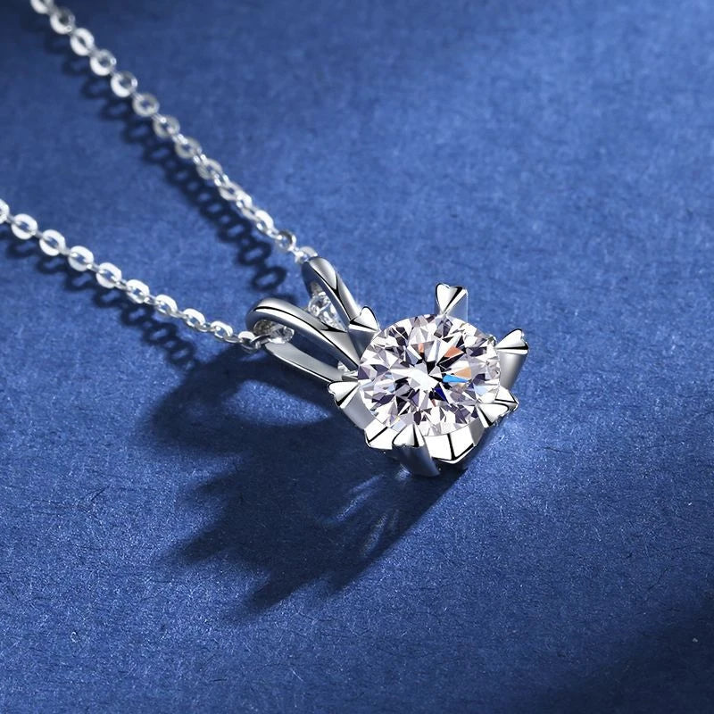 925 Sterling Silver Necklace Pendant 100% Real Moissanite For Women Fashion Clavicle Chain Necklaces Wedding Party Jewelry Gift