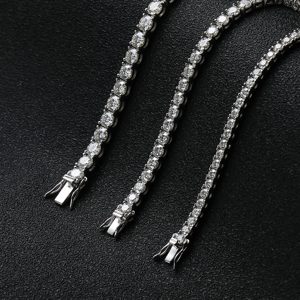 OEVAS 100% 925 Sterling Silver Real 3-5mm Moissanite Bracelet For Women Sparkling Wedding Party Fine Jewelry Valentine's Gifts