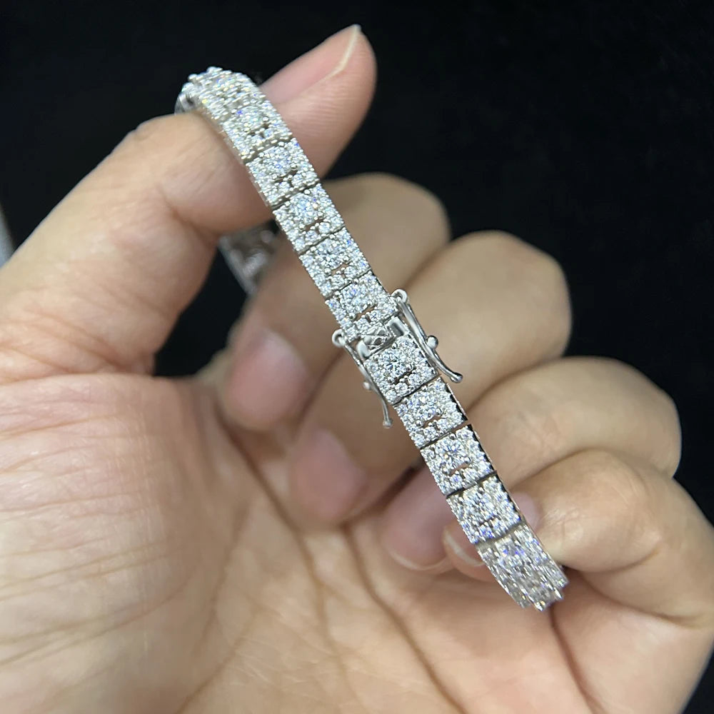 BXINY Luxury Full Moissanite Bracelet S925 Silver Sparkling Diamond for Women Engagement Wedding Fine Jewelry Gift GRA Certified