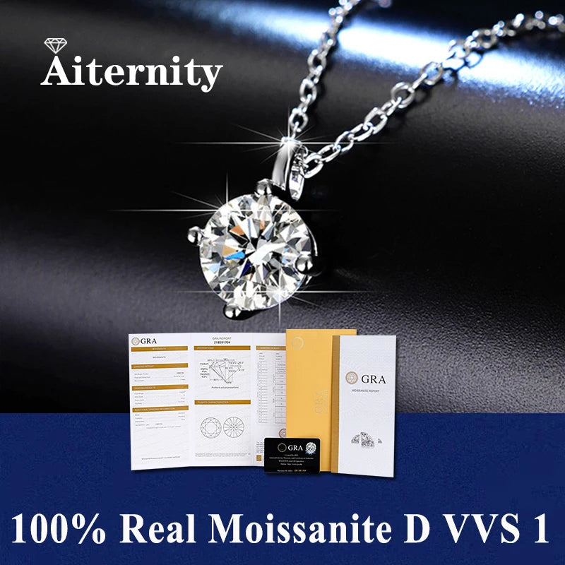 925 Sterling Silver Necklace Pendant 100% Real Moissanite For Women Fashion Clavicle Chain Necklaces Wedding Party Jewelry Gift