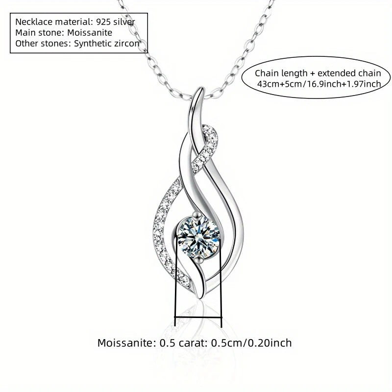 A 925 silver 0.5 carat moissanite classic casual fashion elegant versatile high quality men's and women's pendant necklace